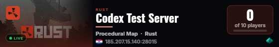Codex Test Server live status badge