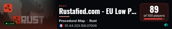 Rustafied.com - EU Low Pop | JUST WIPED 28.08 live status badge