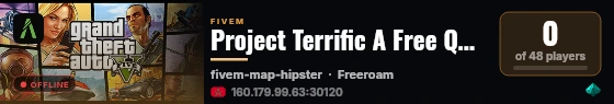 Project Terrific A Free Qbcore Base Server live status badge