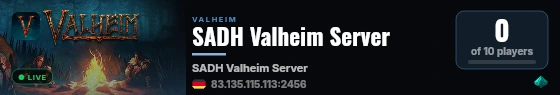 SADH Valheim Server live status badge