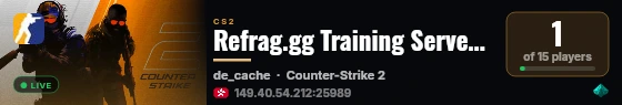 Refrag.gg Training Server (Player) live status badge