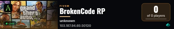 BrokenCode RP live status badge