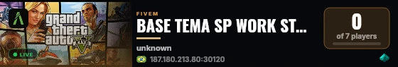 BASE TEMA SP WORK STORE | PINGBR | INAUGURADO HOJE | FACÇÕES | DISCORD: https://discord.gg/Nk3Nev3sFj | LGBTQI+ | SAMU | PMESP  live status badge