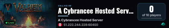 A Cybrancee Hosted Server live status badge