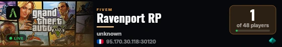 Ravenport RP live status badge