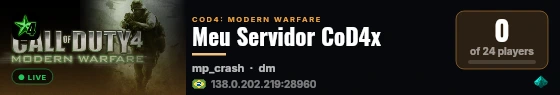 Meu Servidor CoD4x live status badge