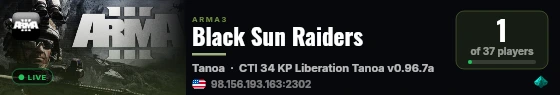 Black Sun Raiders live status badge