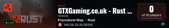 GTXGaming.co.uk - Rust Dedicated Server live status badge