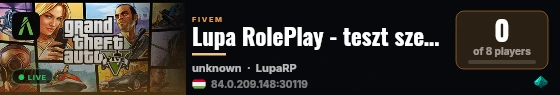Lupa RolePlay - teszt szerver live status badge
