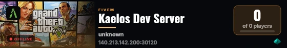 Kaelos Dev Server live status badge