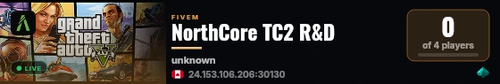 NorthCore TC2 R&D live status badge