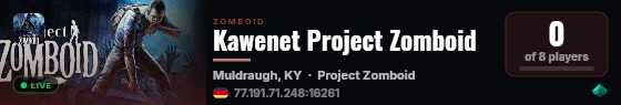 Kawenet Project Zomboid live status badge