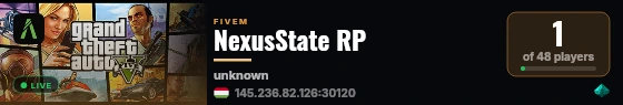NexusState RP live status badge