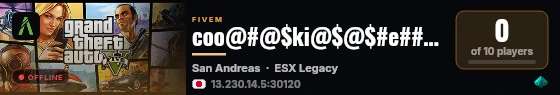 coo@#@$ki@$@$#e###s | ESX Legacy 服务器 live status badge