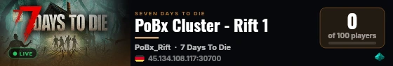 PoBx Cluster - Rift 1 live status badge