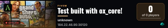 Test built with ox_core! live status badge