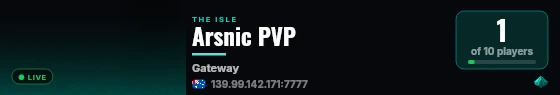 Arsnic PVP live status badge
