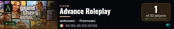 Advance Roleplay live status badge