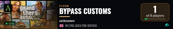 BYPASS CUSTOMS live status badge