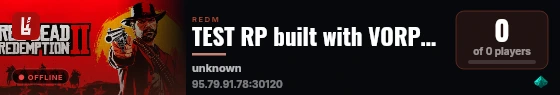 TEST RP built with VORPCore! live status badge