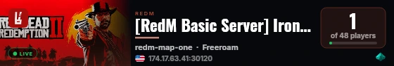 [RedM Basic Server] Ironwood Roleplay live status badge