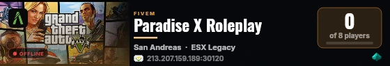 Paradise X Roleplay live status badge