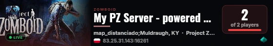 My PZ Server - powered by Sophie live status badge