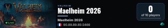 Maelheim 2026 live status badge