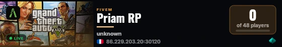 Priam RP live status badge