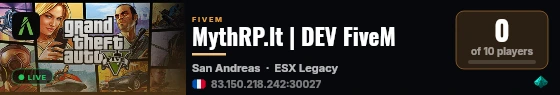MythRP.lt | DEV FiveM live status badge