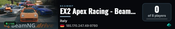 EX2 Apex Racing - BeamMP - Wuerstelgulasch live status badge