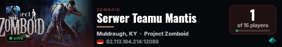 Serwer Teamu Mantis live status badge