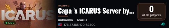 Capa 's ICARUS Server by g-portal.com live status badge