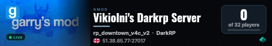 Vikiolni's Darkrp Server live status badge