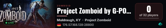 Project Zomboid by G-PORTAL.com live status badge