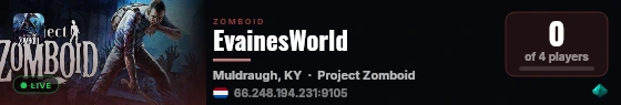 EvainesWorld live status badge
