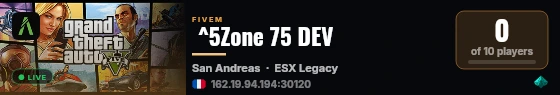  ^5Zone 75 DEV live status badge
