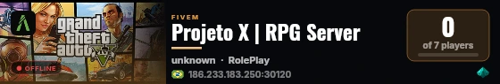 Projeto X | RPG Server live status badge