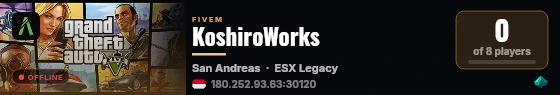 KoshiroWorks live status badge