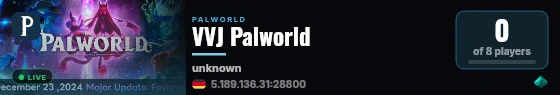 VVJ Palworld live status badge