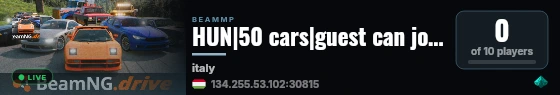 HUN|50 cars|guest can join|Italy live status badge