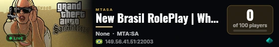 New Brasil RolePlay | Whitelist | New Generation | Novo Servidor live status badge