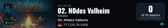 02. N0des Valheim live status badge