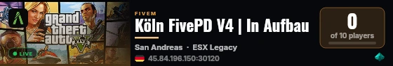 Köln FivePD V4 | In Aufbau live status badge