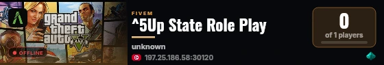 ^5Up State Role Play live status badge