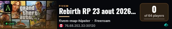 Rebirth RP 23 aout 2026 Lancement Officiel de la V1 live status badge
