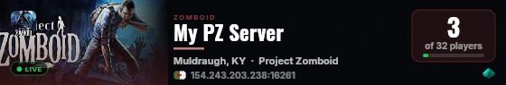 My PZ Server live status badge
