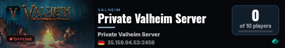 Private Valheim Server live status badge