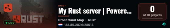 My Rust server | Powered by AMP live status badge