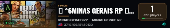 🎮 ^6MINAS GERAIS RP 🎮 ✅ INAUGUROU HOJE ✅ | 🎮 https://discord.gg/Dh7mPeXp9Y live status badge
